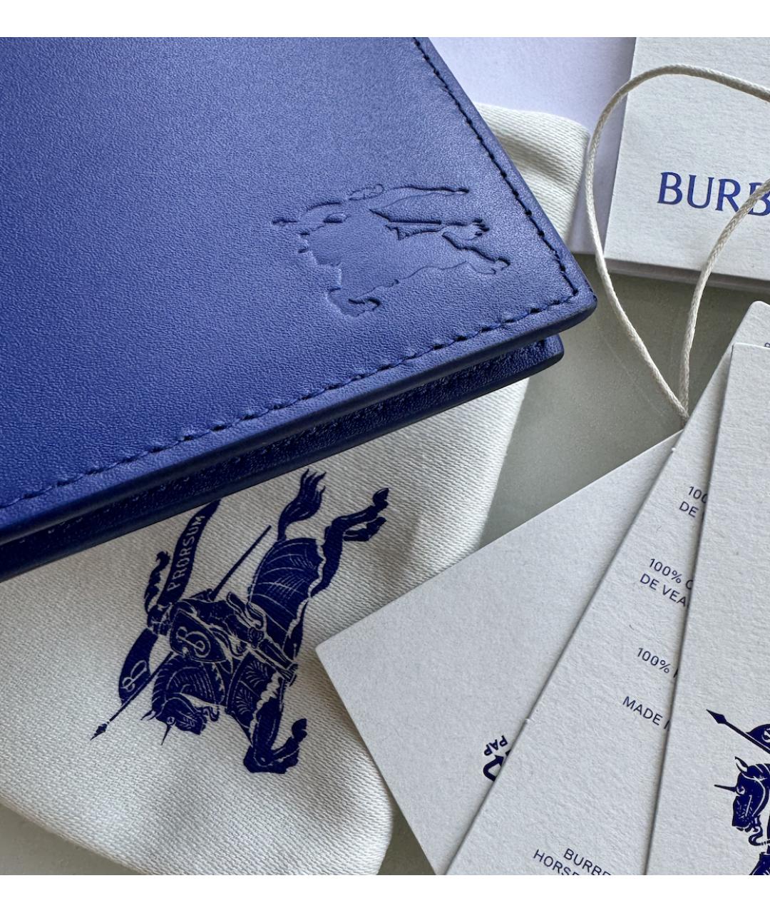 BURBERRY Синий кожаный кошелек, фото 4