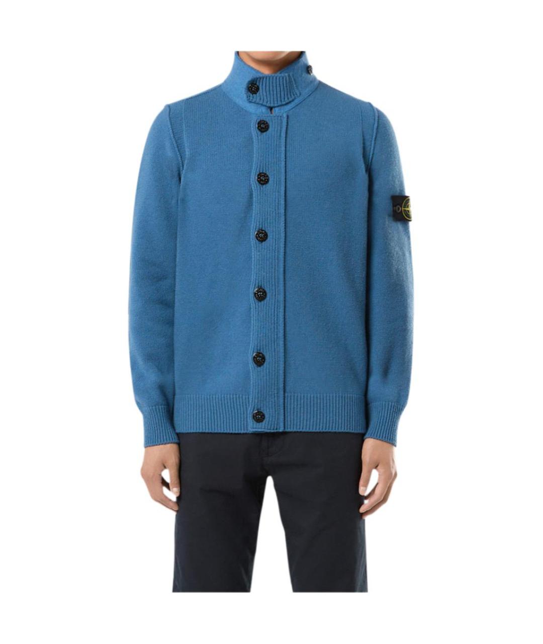 STONE ISLAND Синий шерстяной кардиган, фото 3