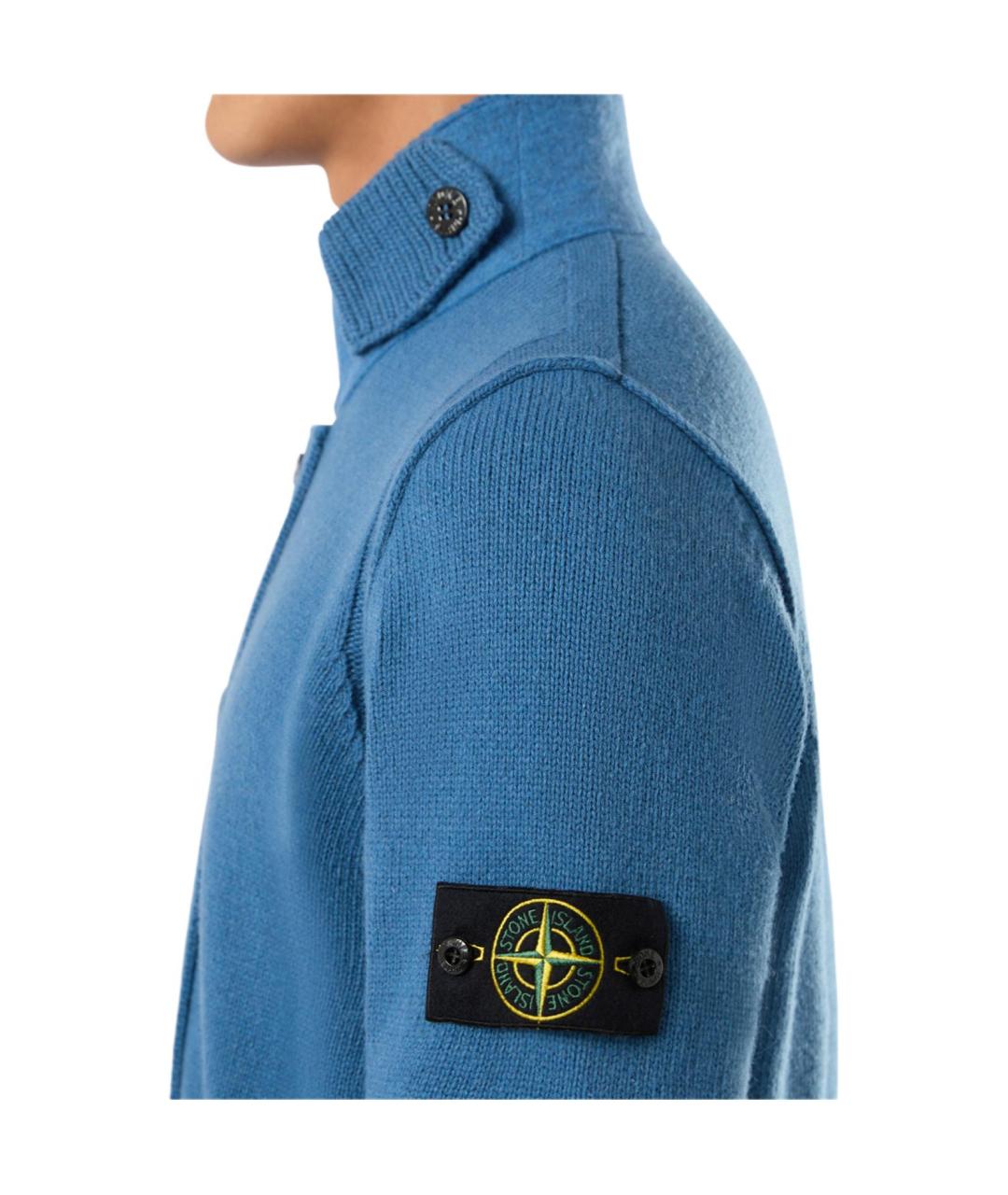 STONE ISLAND Синий шерстяной кардиган, фото 5