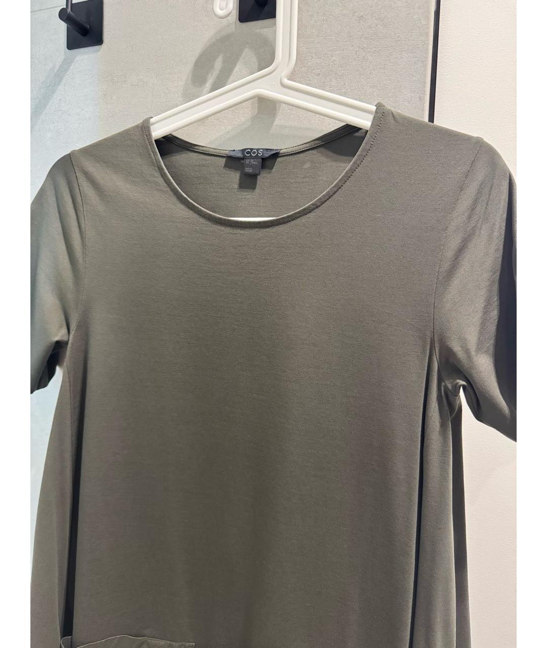 COS Хаки хлопковое повседневное платье, фото 4