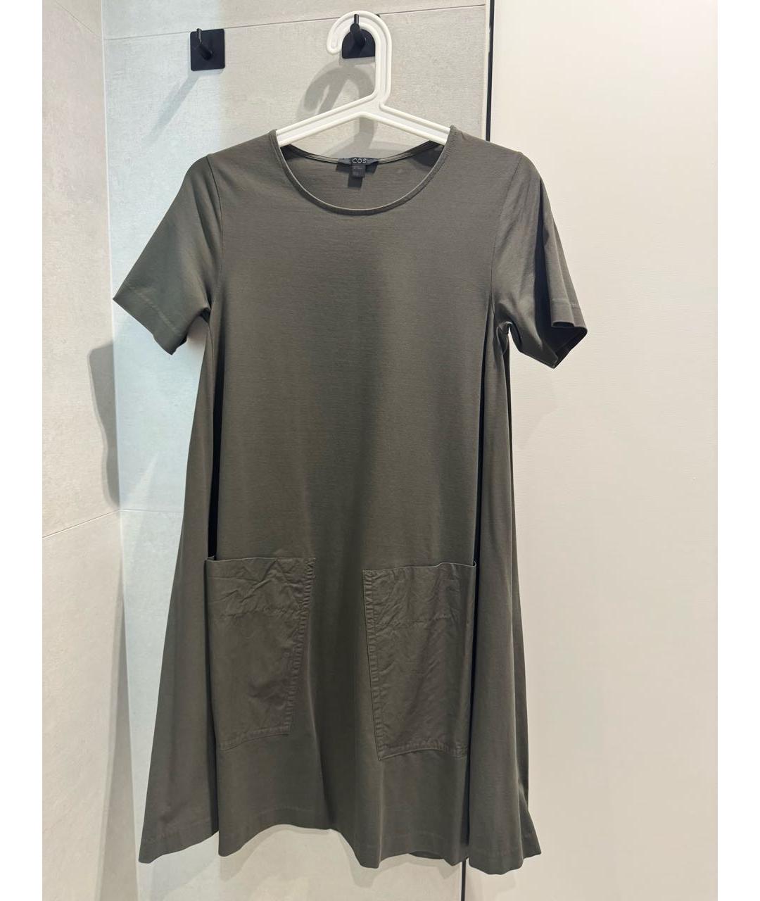 COS Хаки хлопковое повседневное платье, фото 8