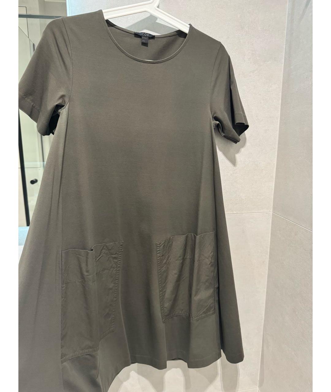 COS Хаки хлопковое повседневное платье, фото 7