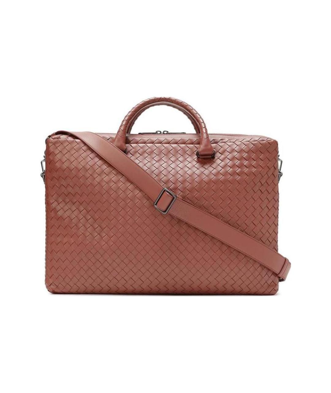 BOTTEGA VENETA Коричневый кожаный портфель, фото 1