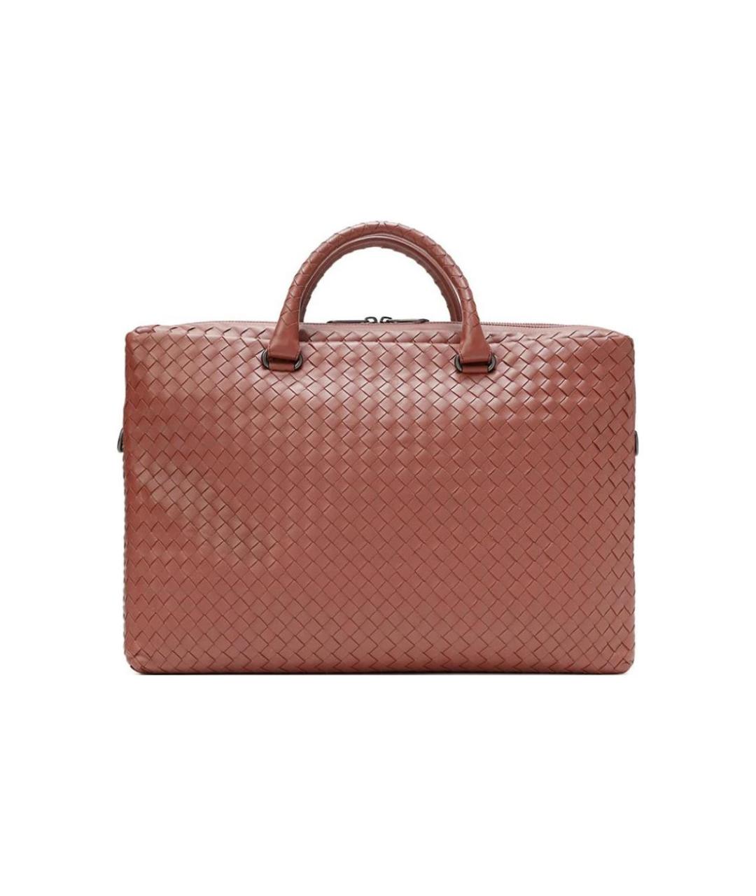 BOTTEGA VENETA Коричневый кожаный портфель, фото 2