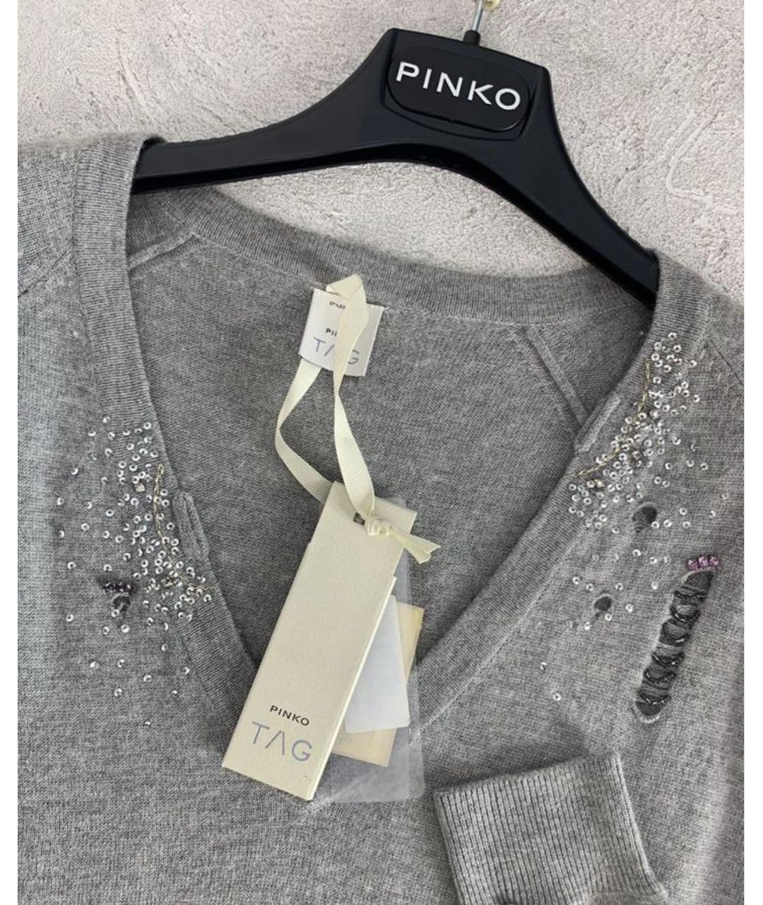 PINKO Серое шерстяное повседневное платье, фото 3