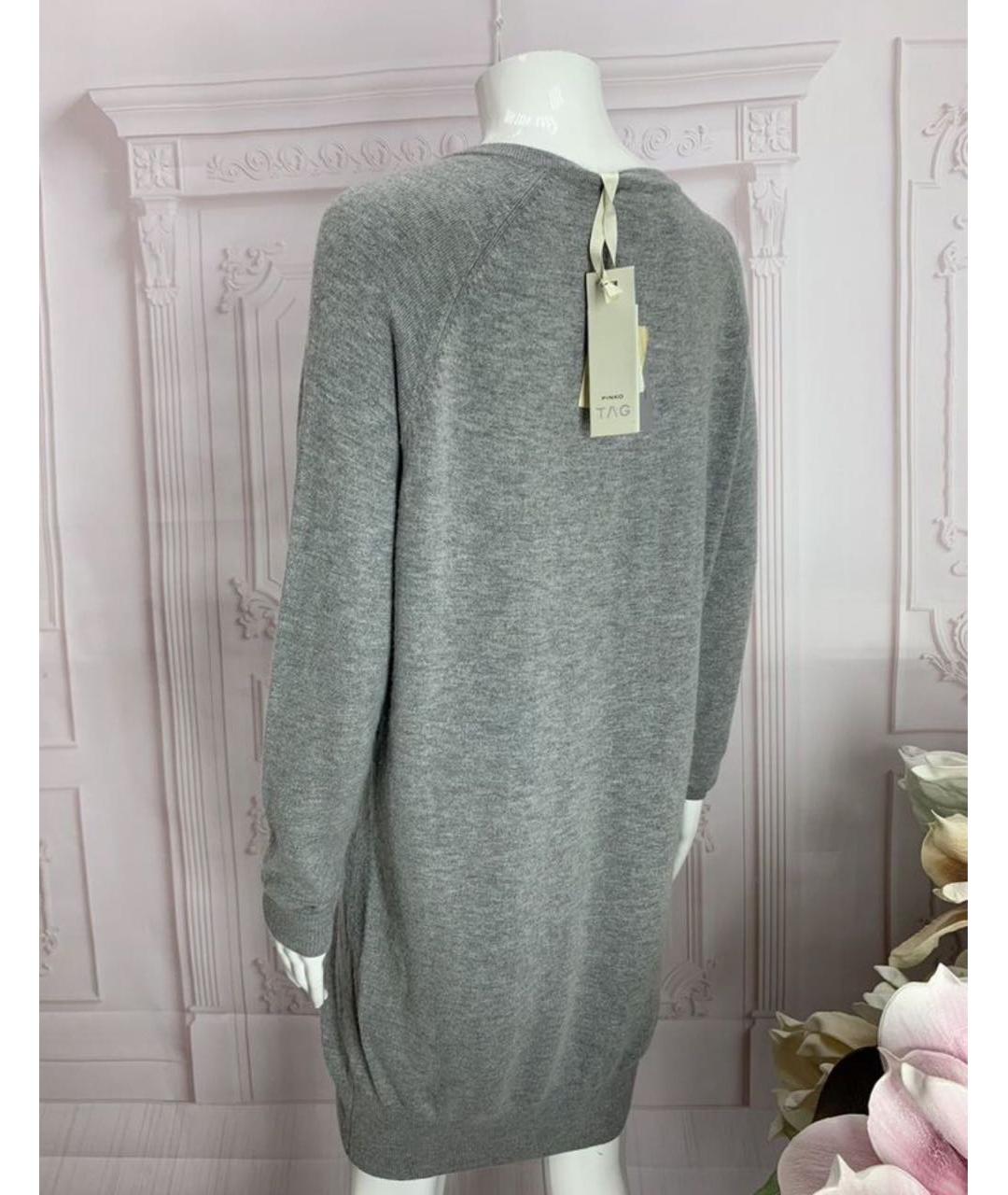 PINKO Серое шерстяное повседневное платье, фото 6