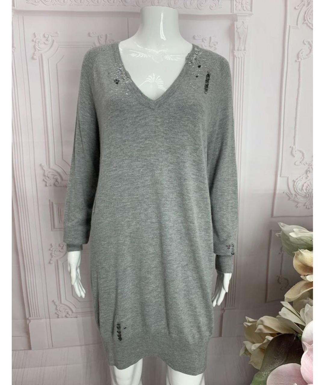 PINKO Серое шерстяное повседневное платье, фото 5