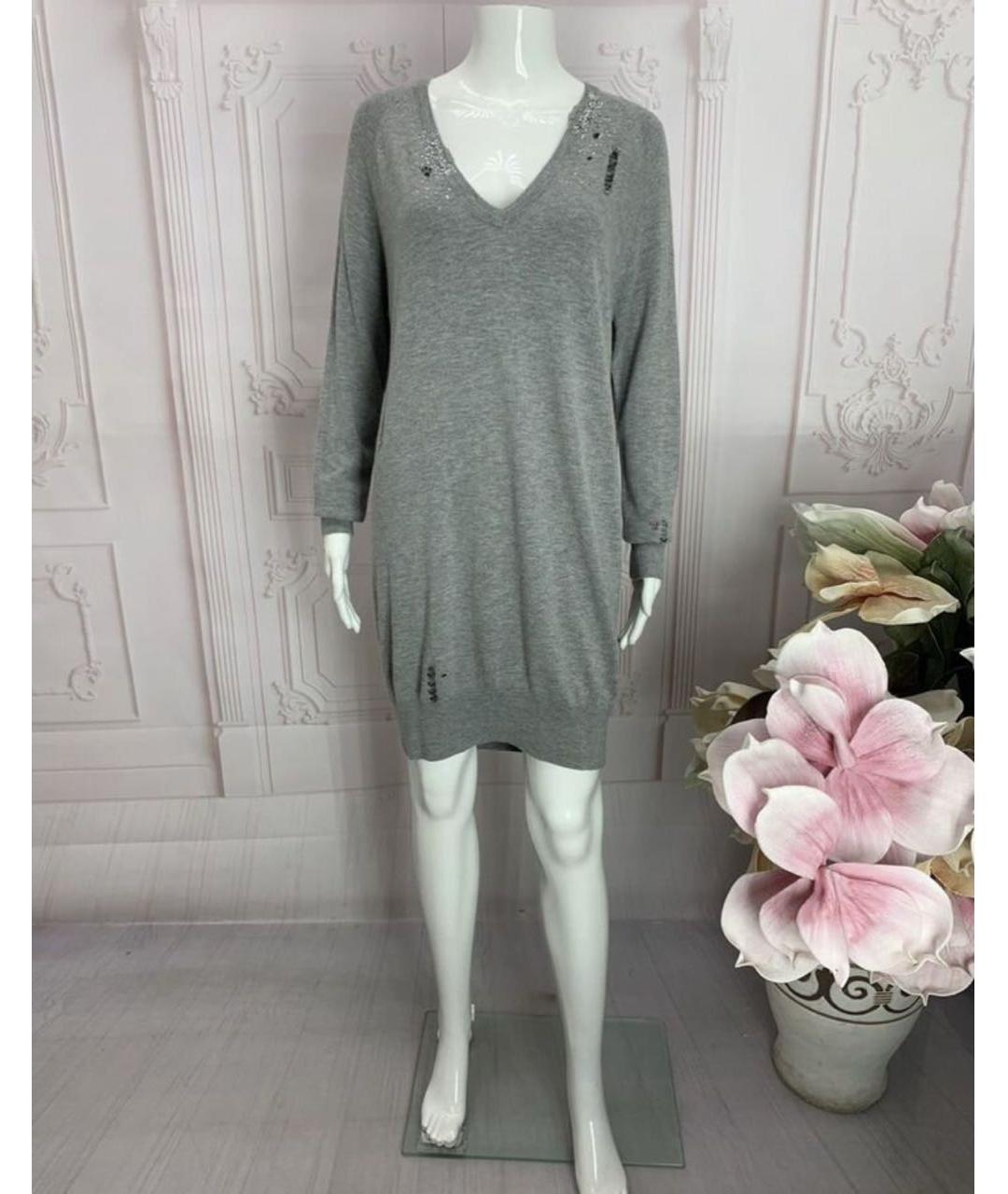 PINKO Серое шерстяное повседневное платье, фото 7