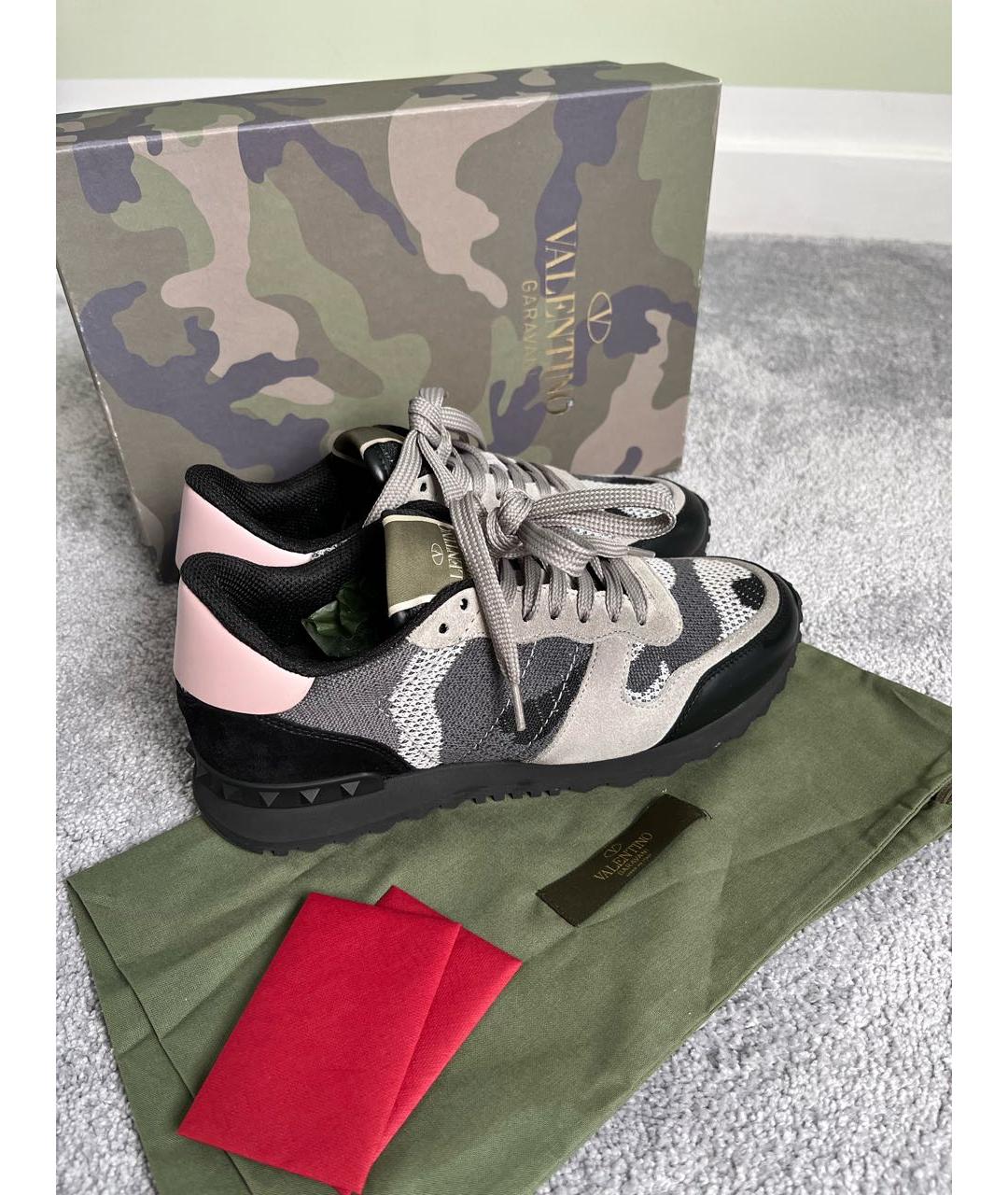 VALENTINO Антрацитовые кожаные кроссовки, фото 7