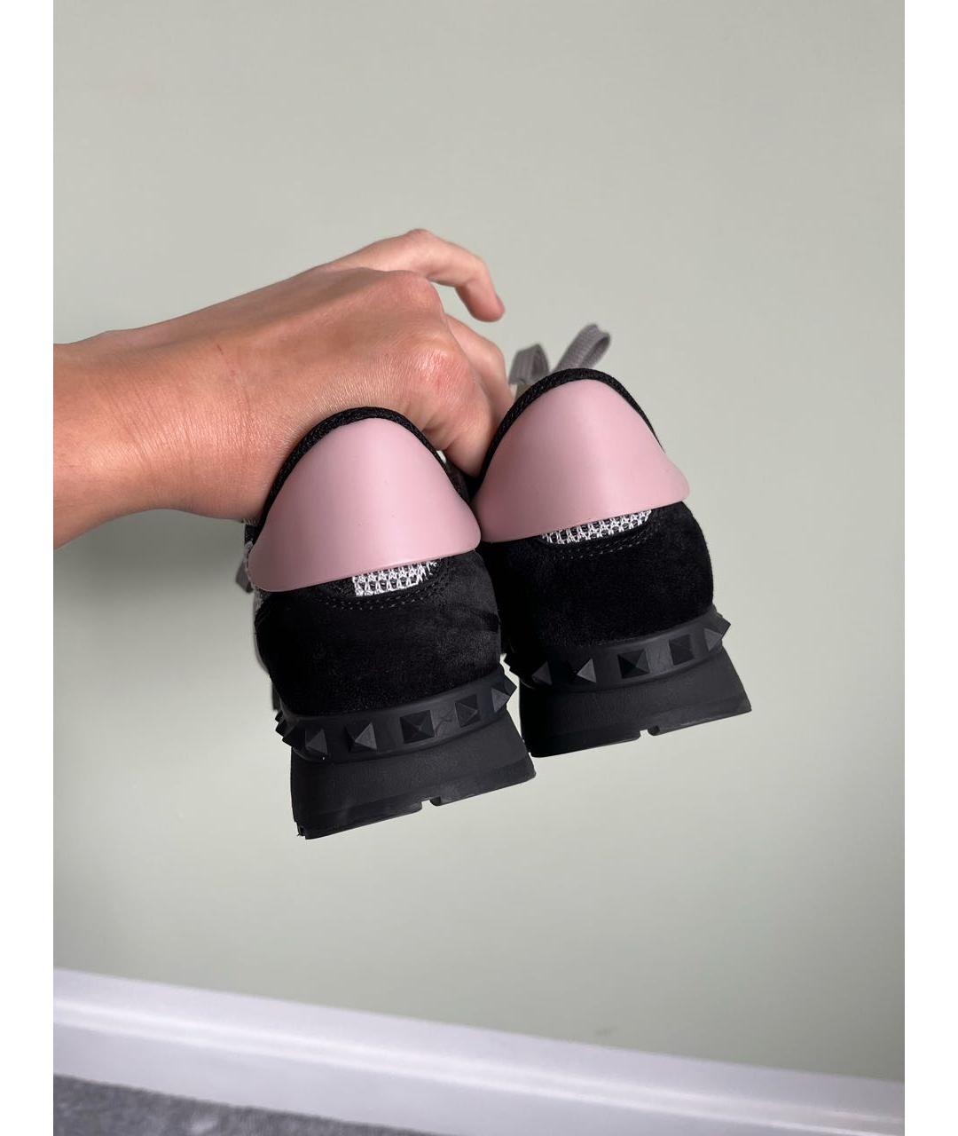 VALENTINO Антрацитовые кожаные кроссовки, фото 3