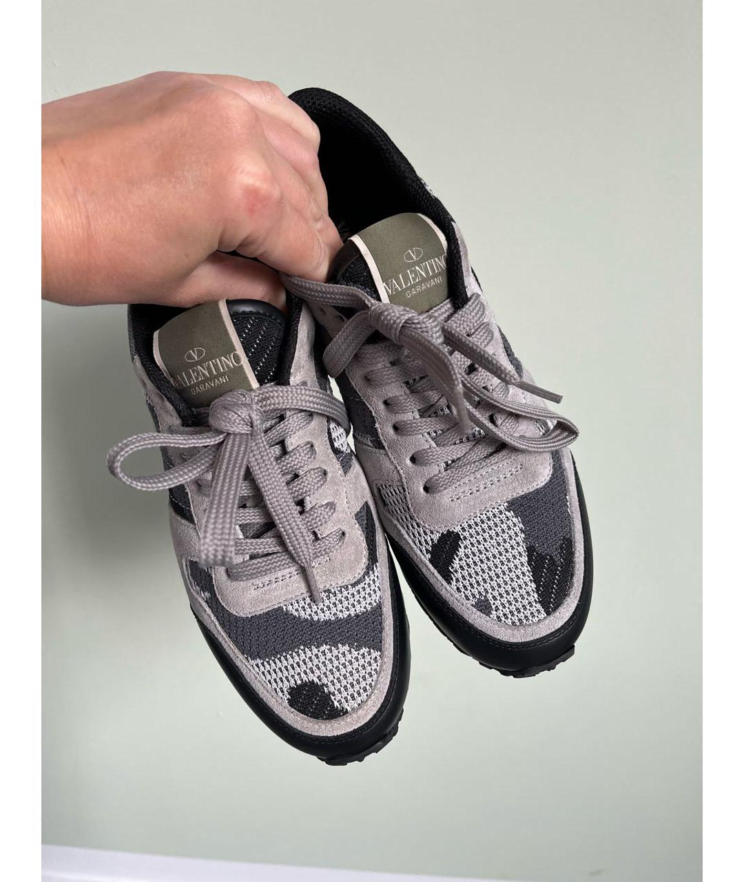 VALENTINO Антрацитовые кожаные кроссовки, фото 2