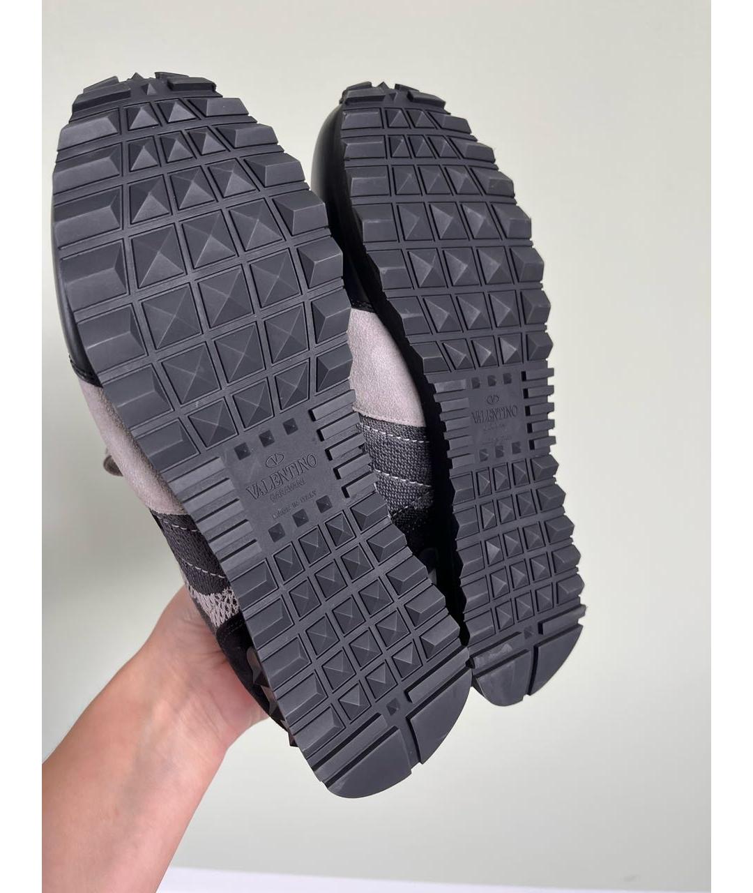 VALENTINO Антрацитовые кожаные кроссовки, фото 5