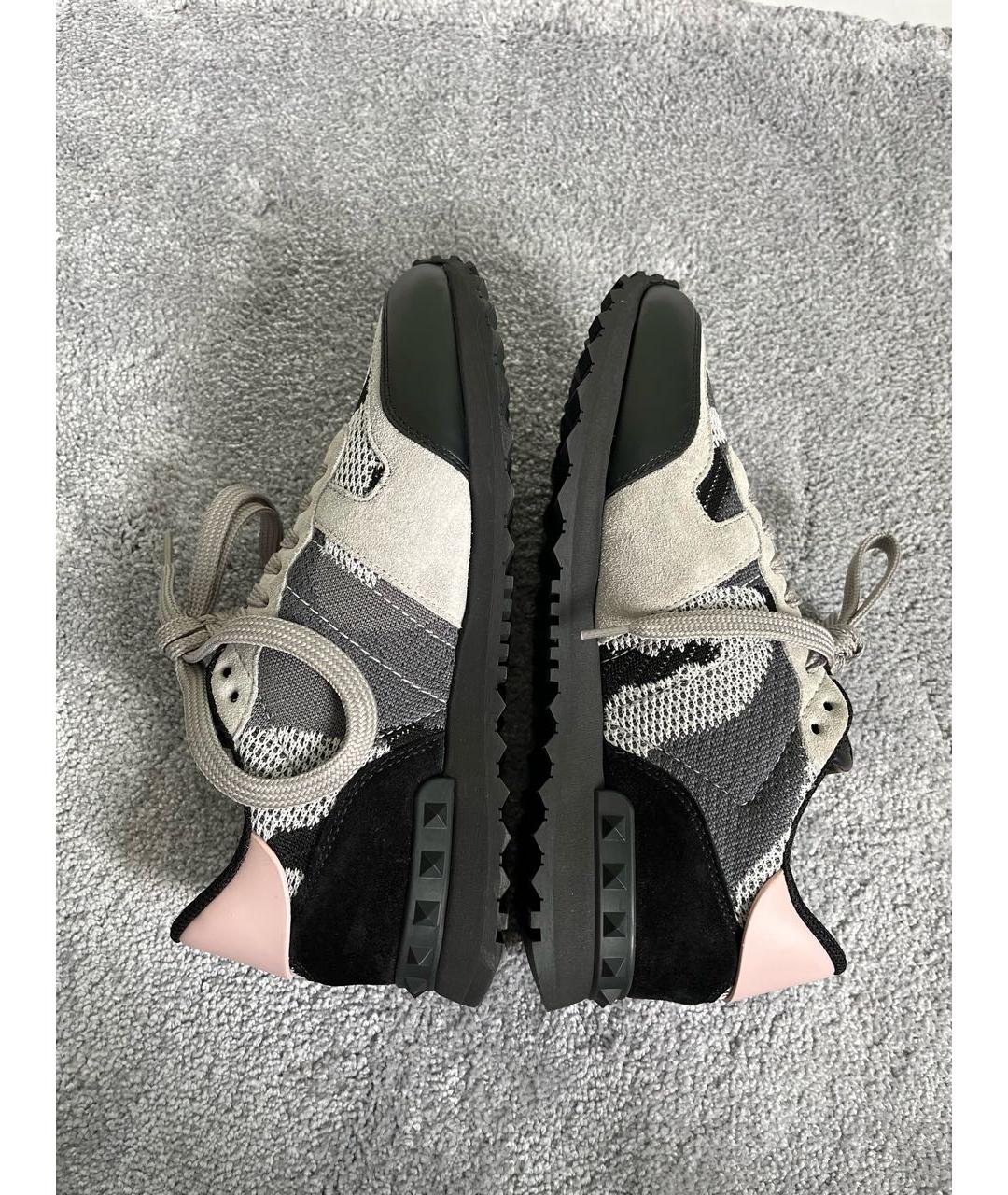 VALENTINO Антрацитовые кожаные кроссовки, фото 4