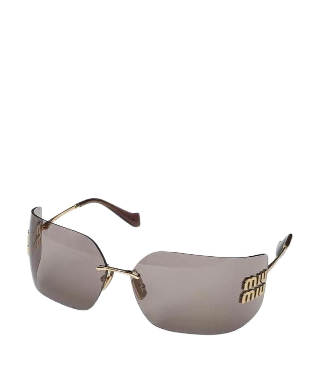 MIU MIU Коричневые металлические солнцезащитные очки, фото 1
