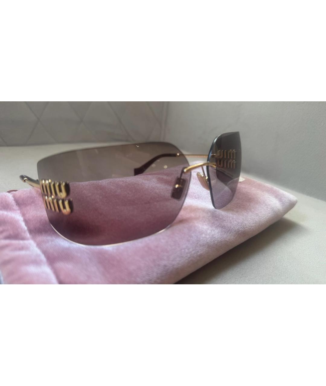 MIU MIU Коричневые металлические солнцезащитные очки, фото 2