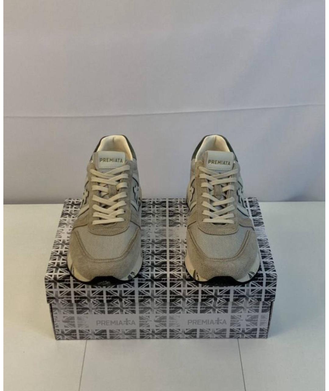 PREMIATA Бежевые текстильные низкие кроссовки / кеды, фото 2