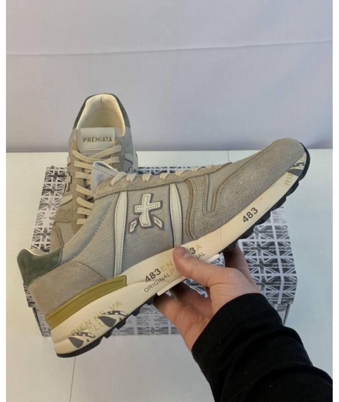 PREMIATA Бежевые текстильные низкие кроссовки / кеды, фото 4