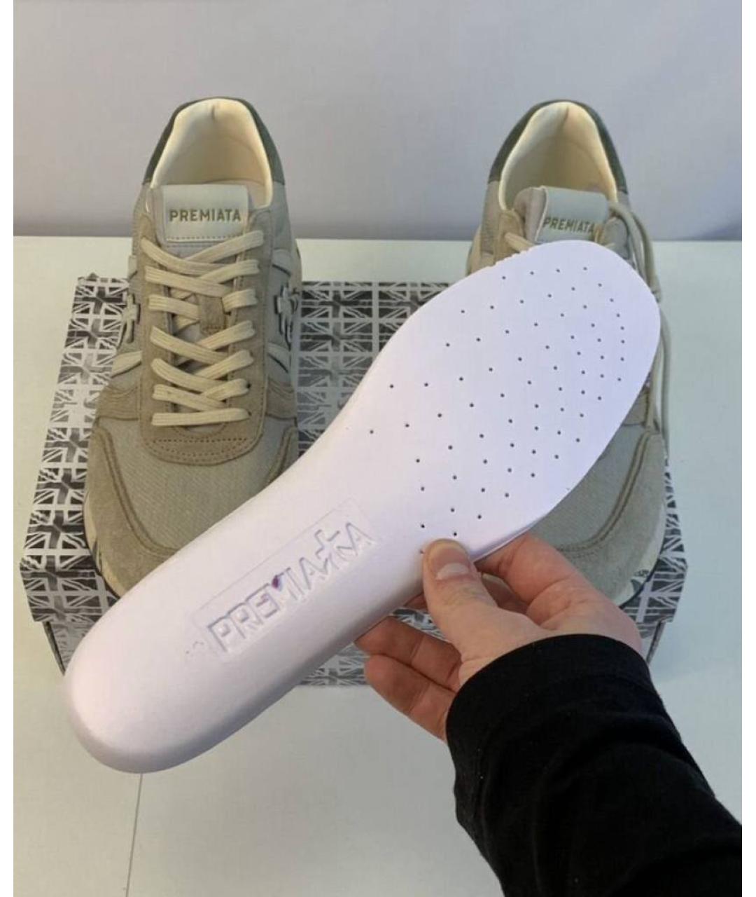 PREMIATA Бежевые текстильные низкие кроссовки / кеды, фото 9