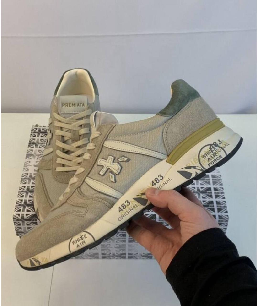 PREMIATA Бежевые текстильные низкие кроссовки / кеды, фото 10