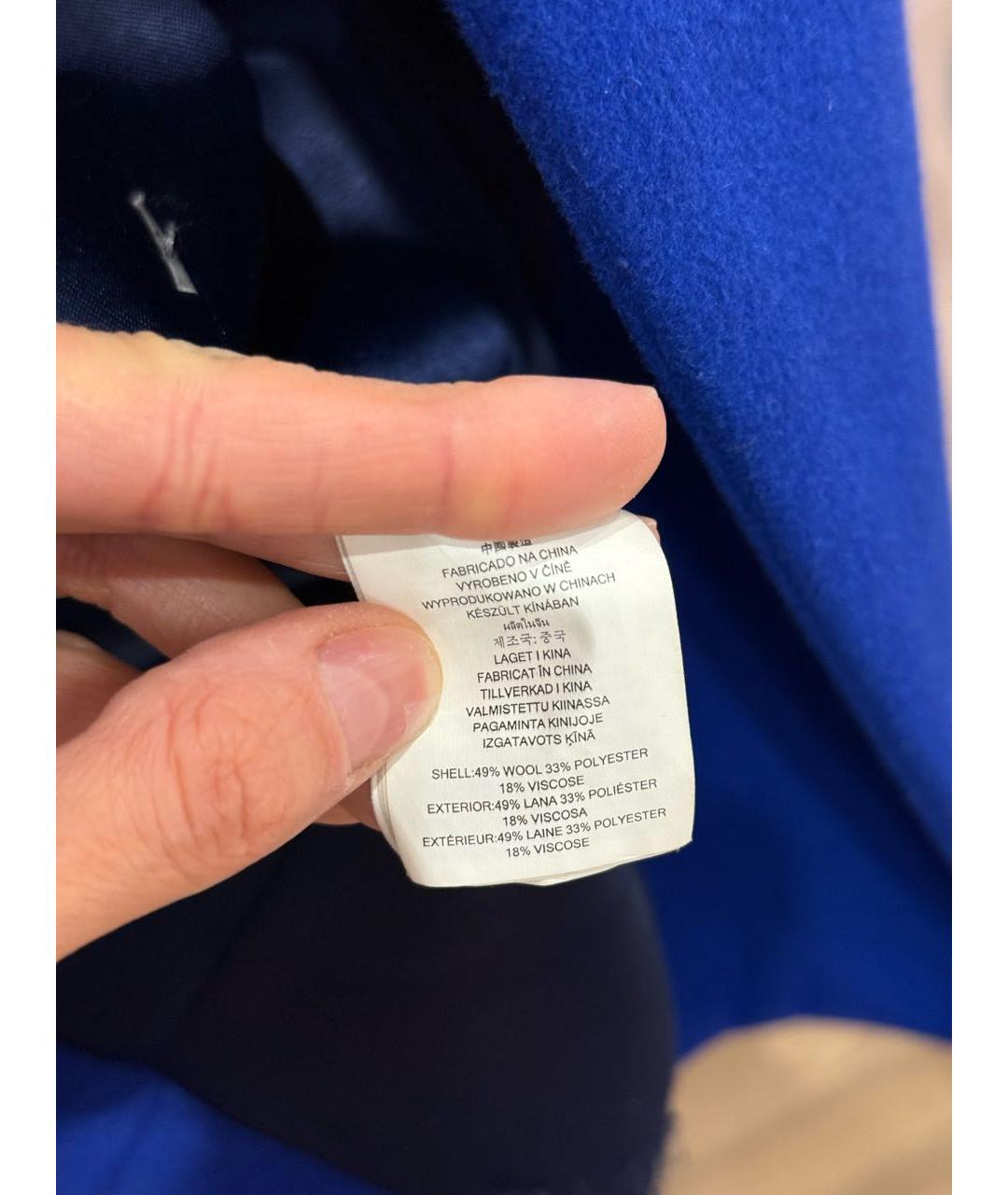 MICHAEL KORS Синее шерстяное пальто, фото 7