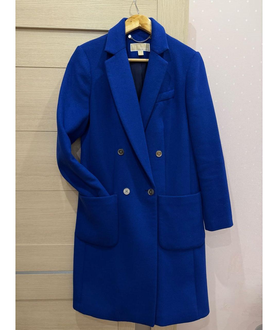 MICHAEL KORS Синее шерстяное пальто, фото 9