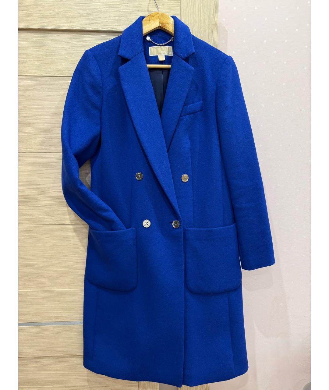 MICHAEL KORS Синее шерстяное пальто, фото 8