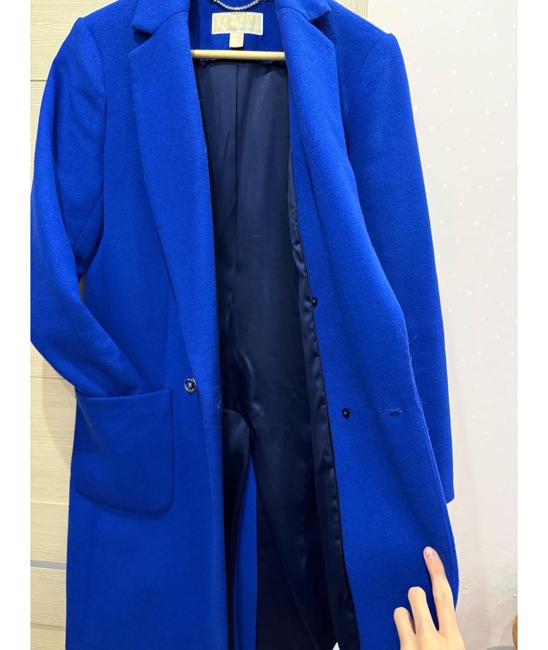 MICHAEL KORS Синее шерстяное пальто, фото 6