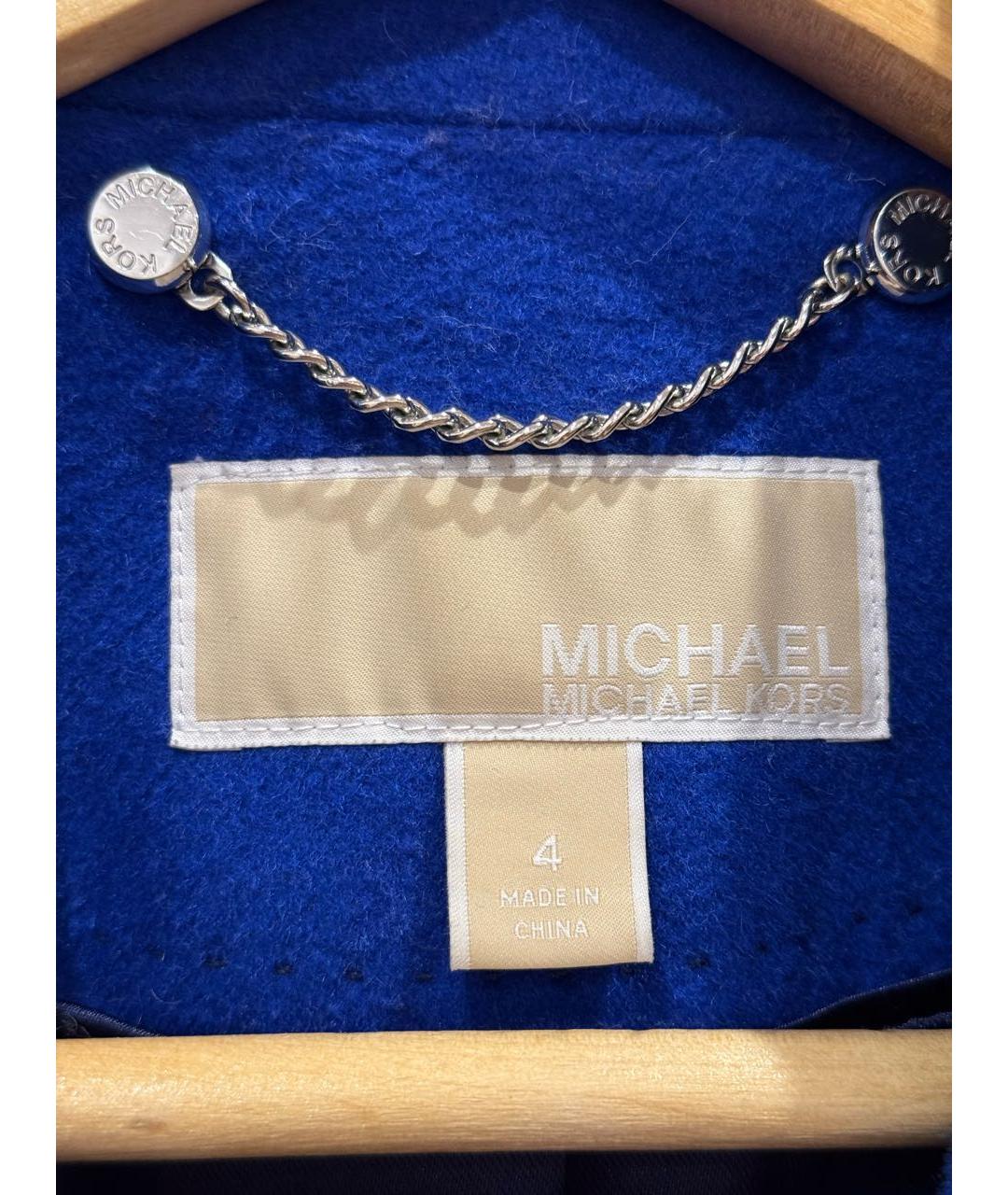 MICHAEL KORS Синее шерстяное пальто, фото 3