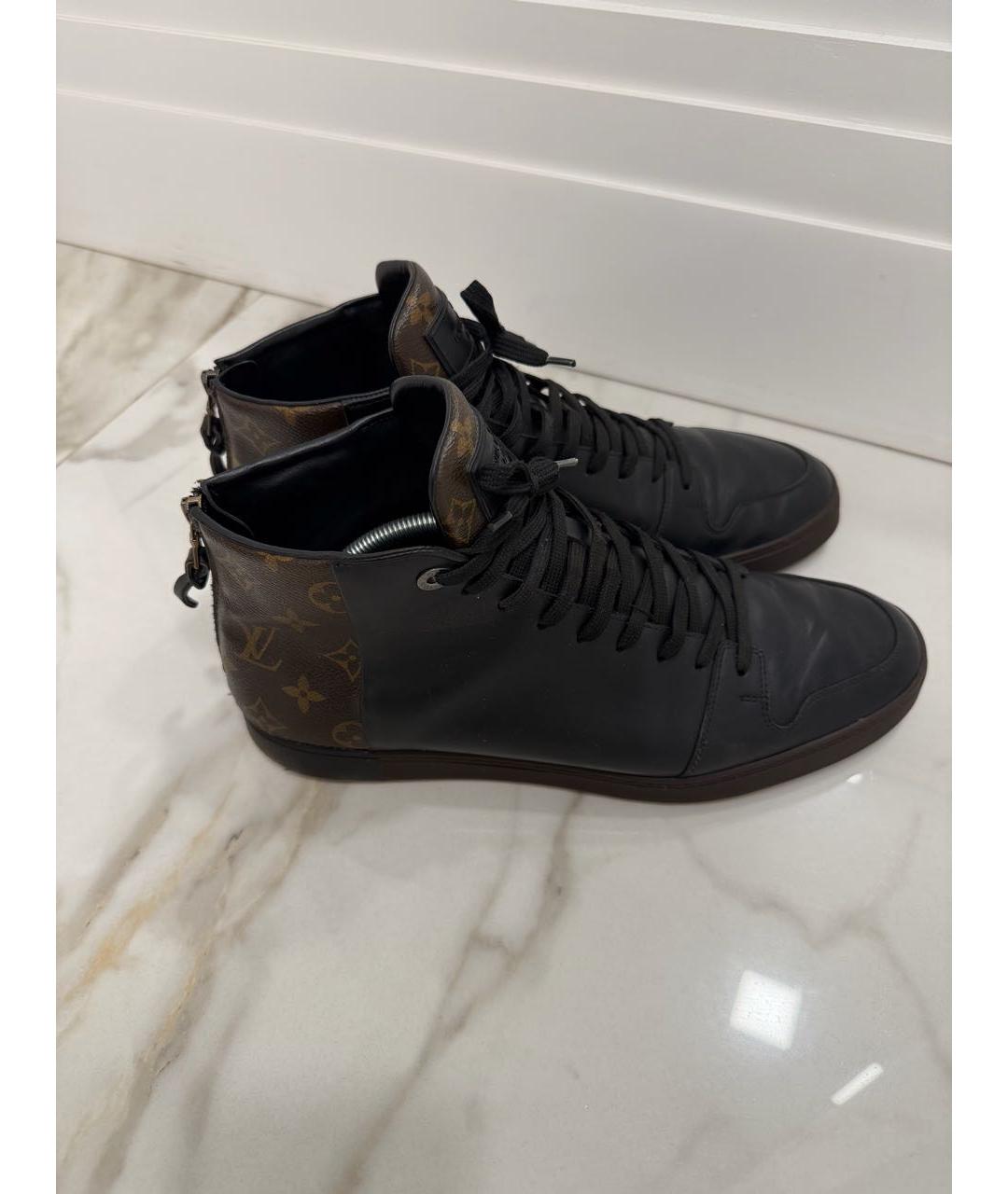 LOUIS VUITTON Черные кожаные высокие кроссовки / кеды, фото 5