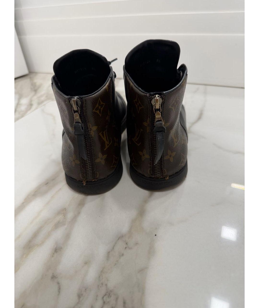 LOUIS VUITTON Черные кожаные высокие кроссовки / кеды, фото 4