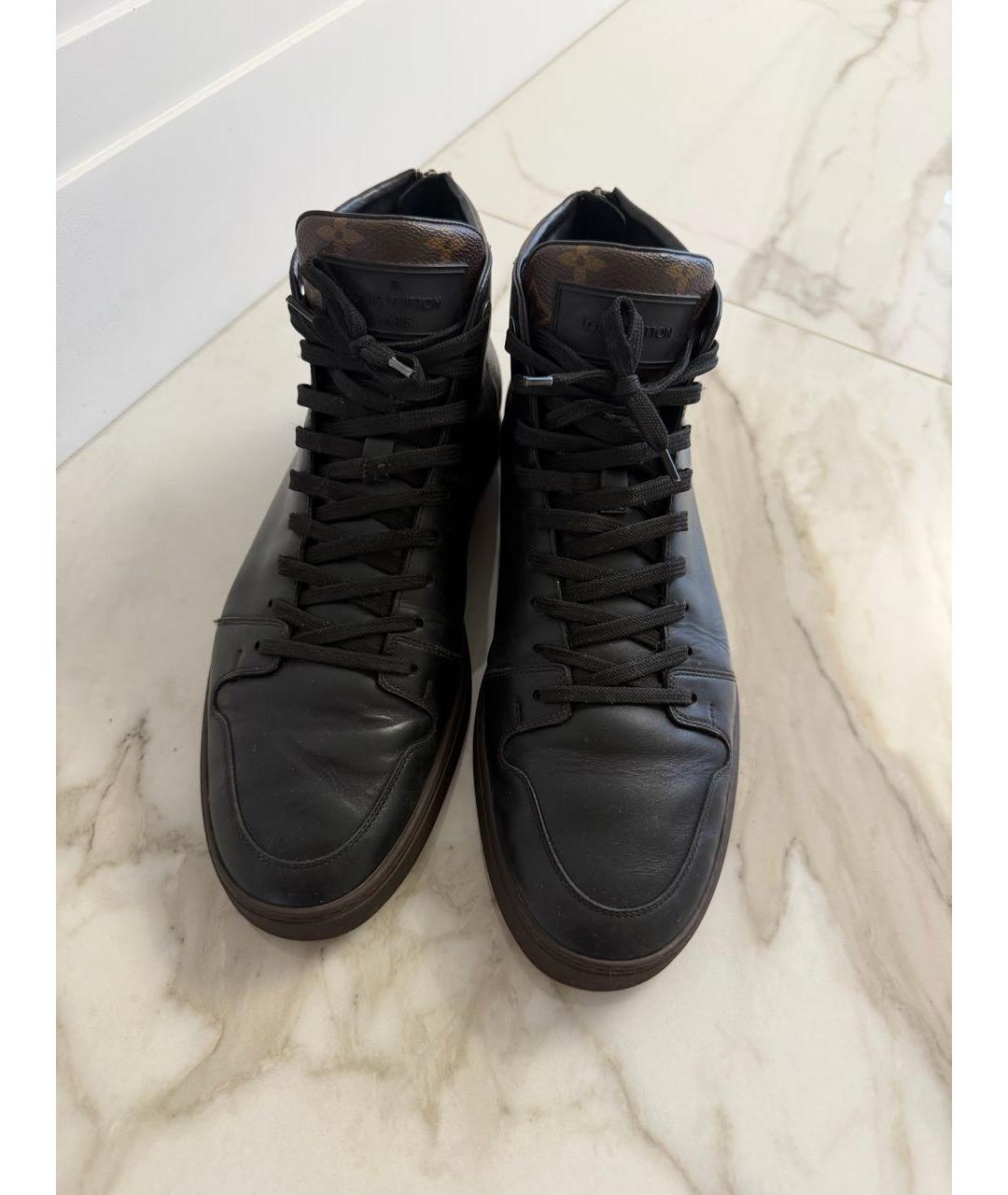 LOUIS VUITTON Черные кожаные высокие кроссовки / кеды, фото 2