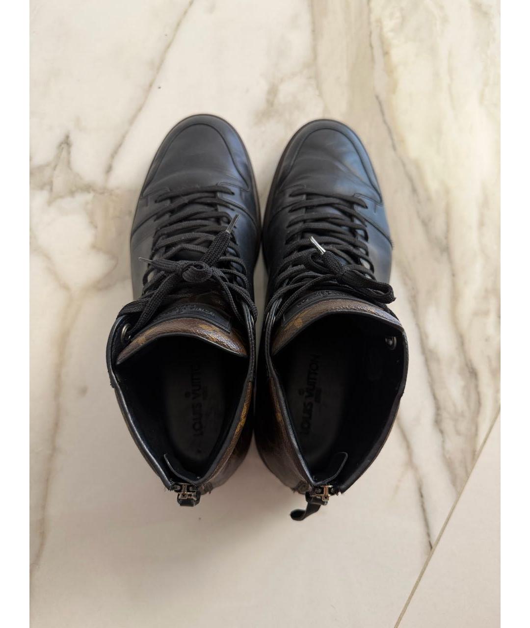 LOUIS VUITTON Черные кожаные высокие кроссовки / кеды, фото 3