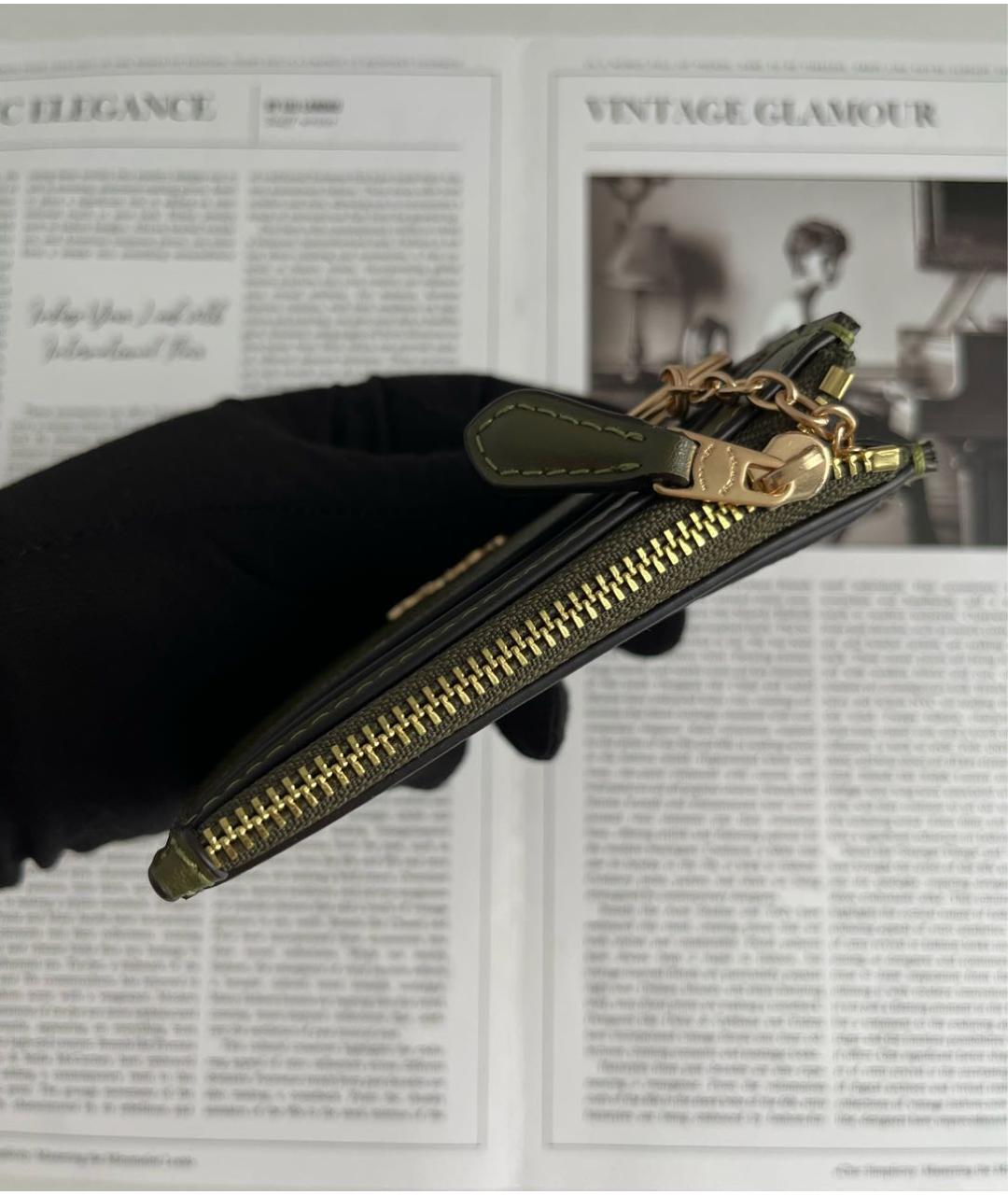 COACH Хаки кожаный кардхолдер, фото 4