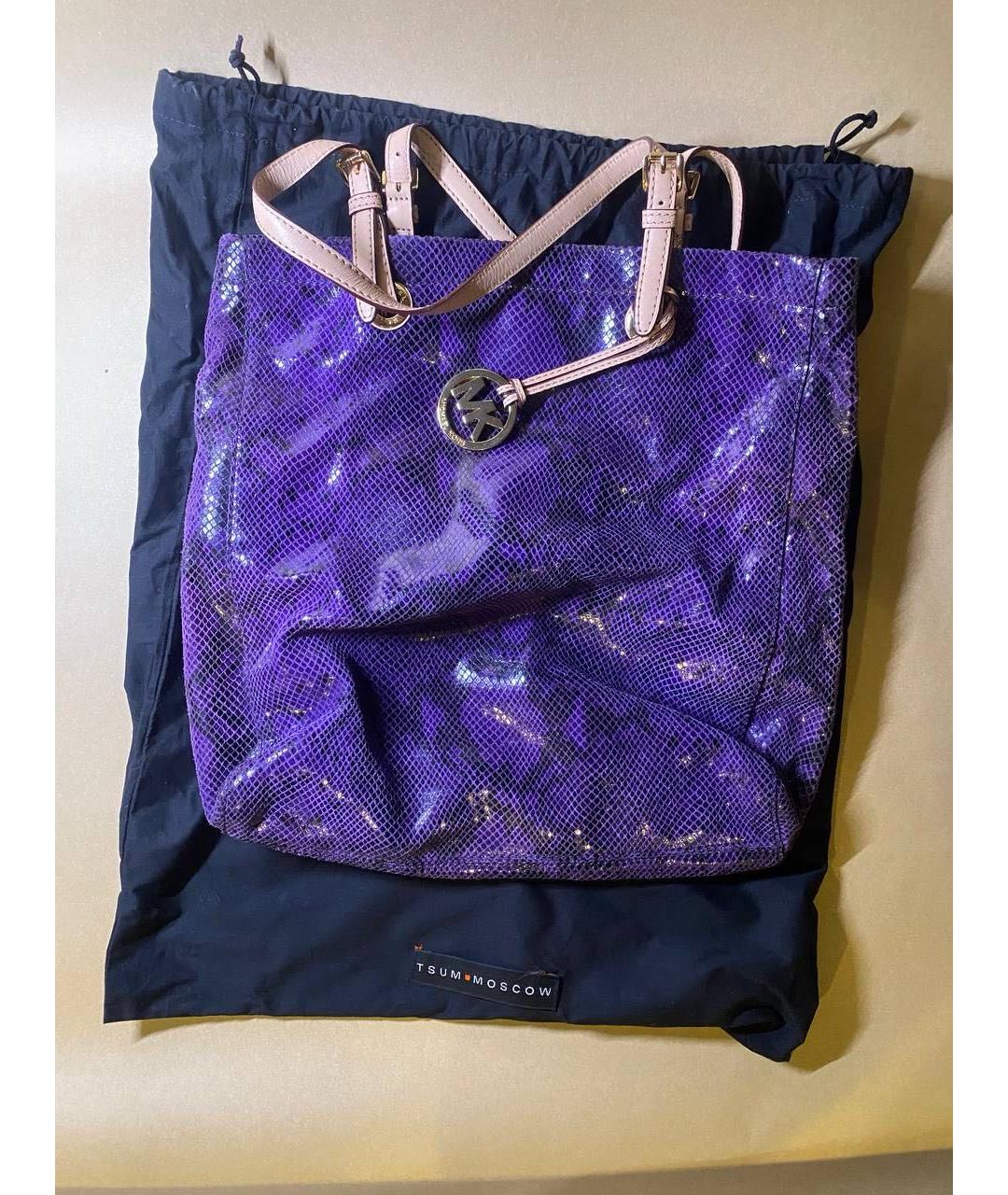 MICHAEL KORS Фиолетовая кожаная сумка тоут, фото 2