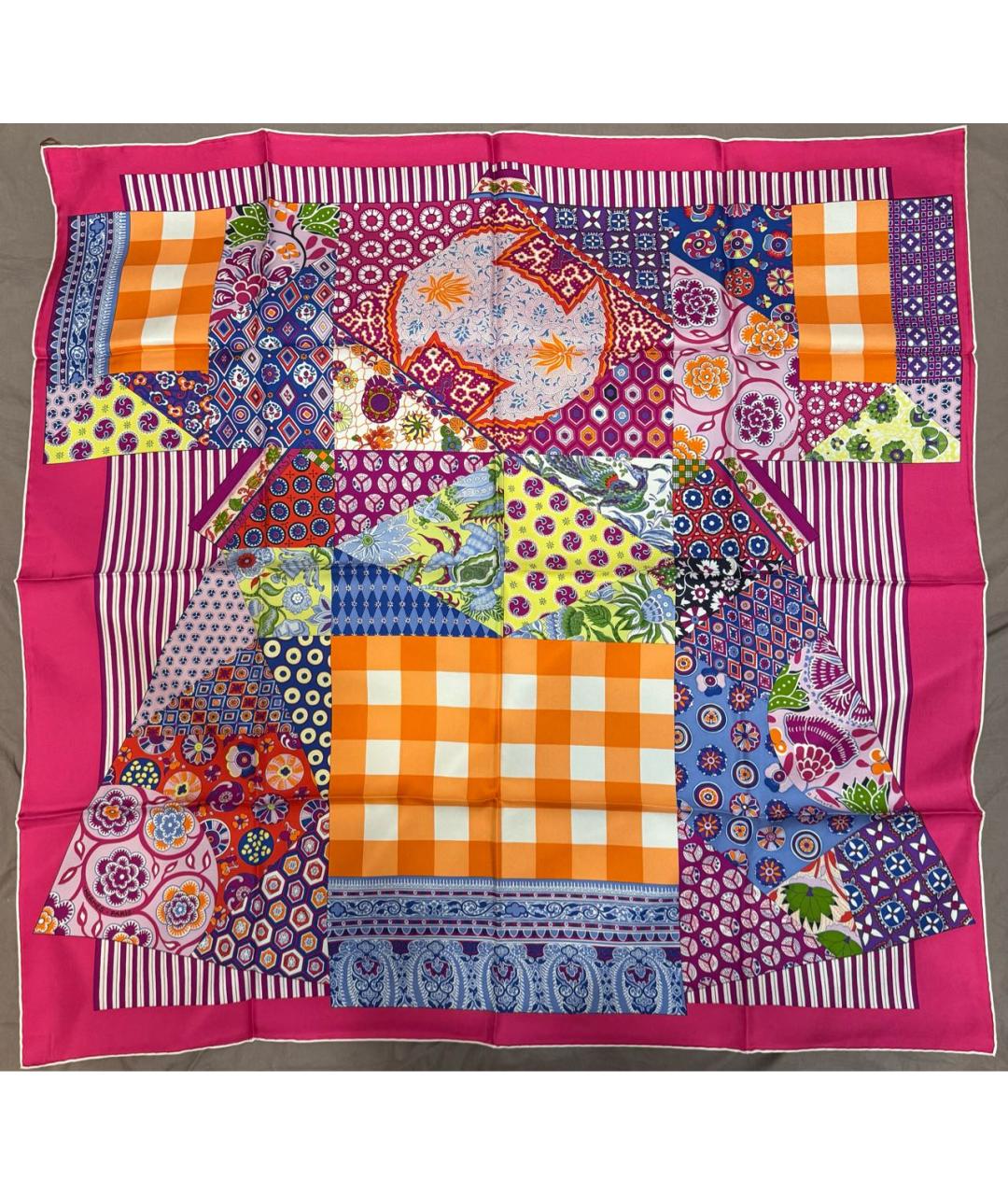 HERMES Фуксия шелковый платок, фото 5