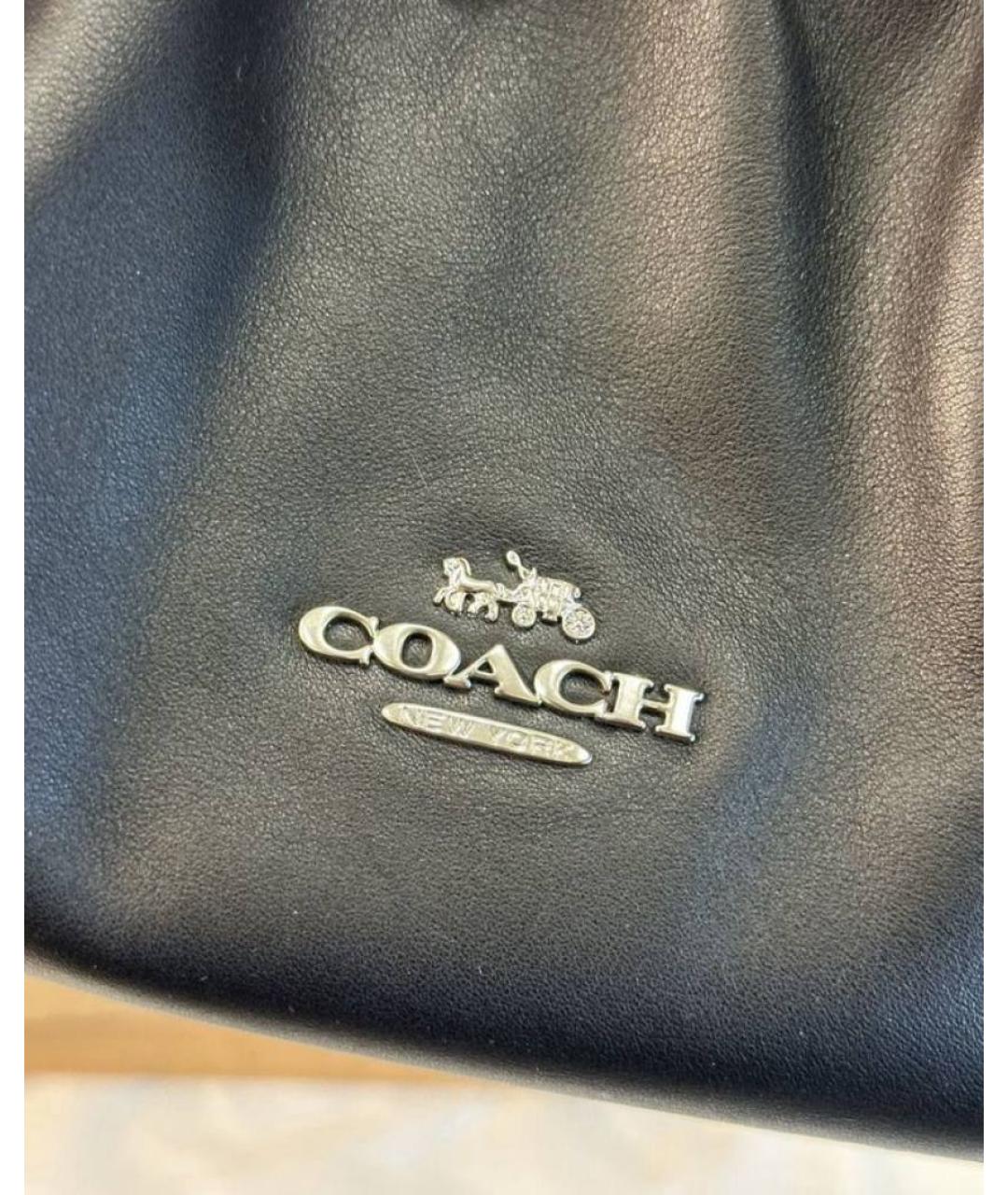 COACH Черная кожаная сумка с короткими ручками, фото 3