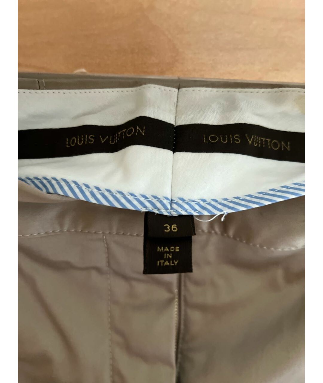 LOUIS VUITTON Бежевые хлопковые прямые брюки, фото 3