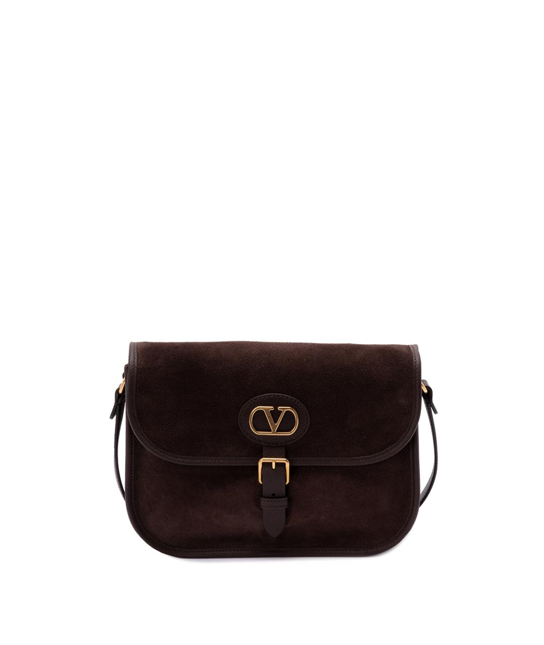 VALENTINO Коричневая кожаная сумка на плечо, фото 1