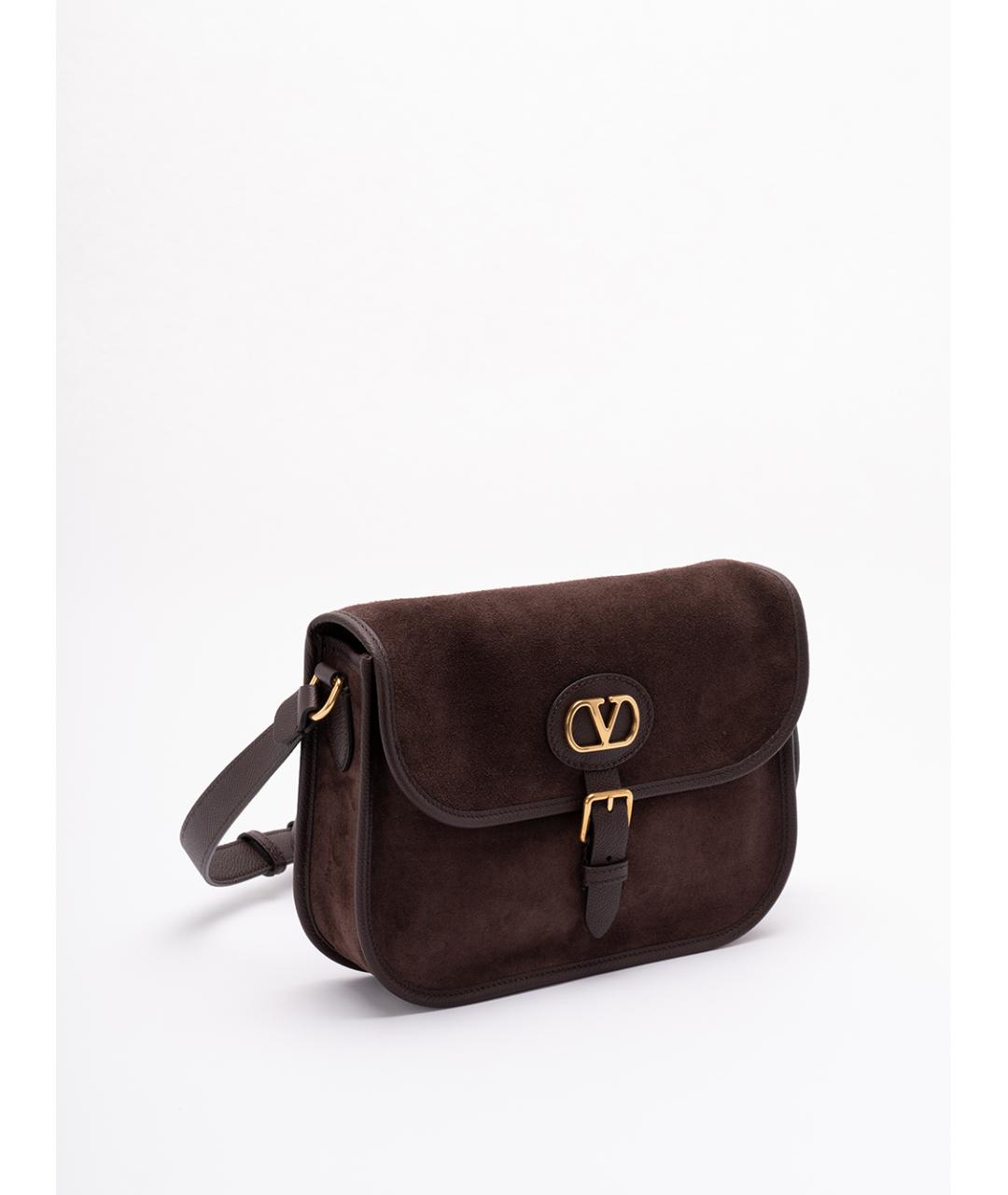VALENTINO Коричневая кожаная сумка на плечо, фото 3
