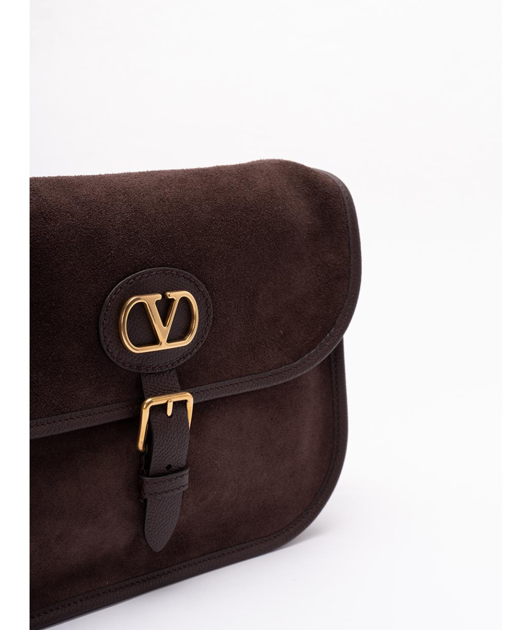 VALENTINO Коричневая кожаная сумка на плечо, фото 4