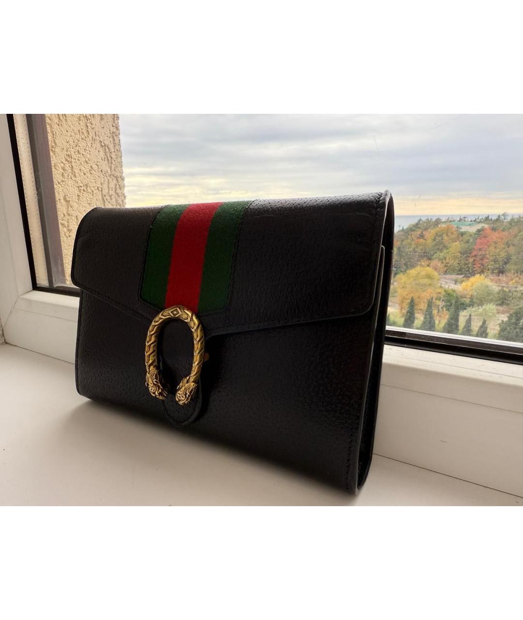 GUCCI Черная кожаная сумка через плечо, фото 2