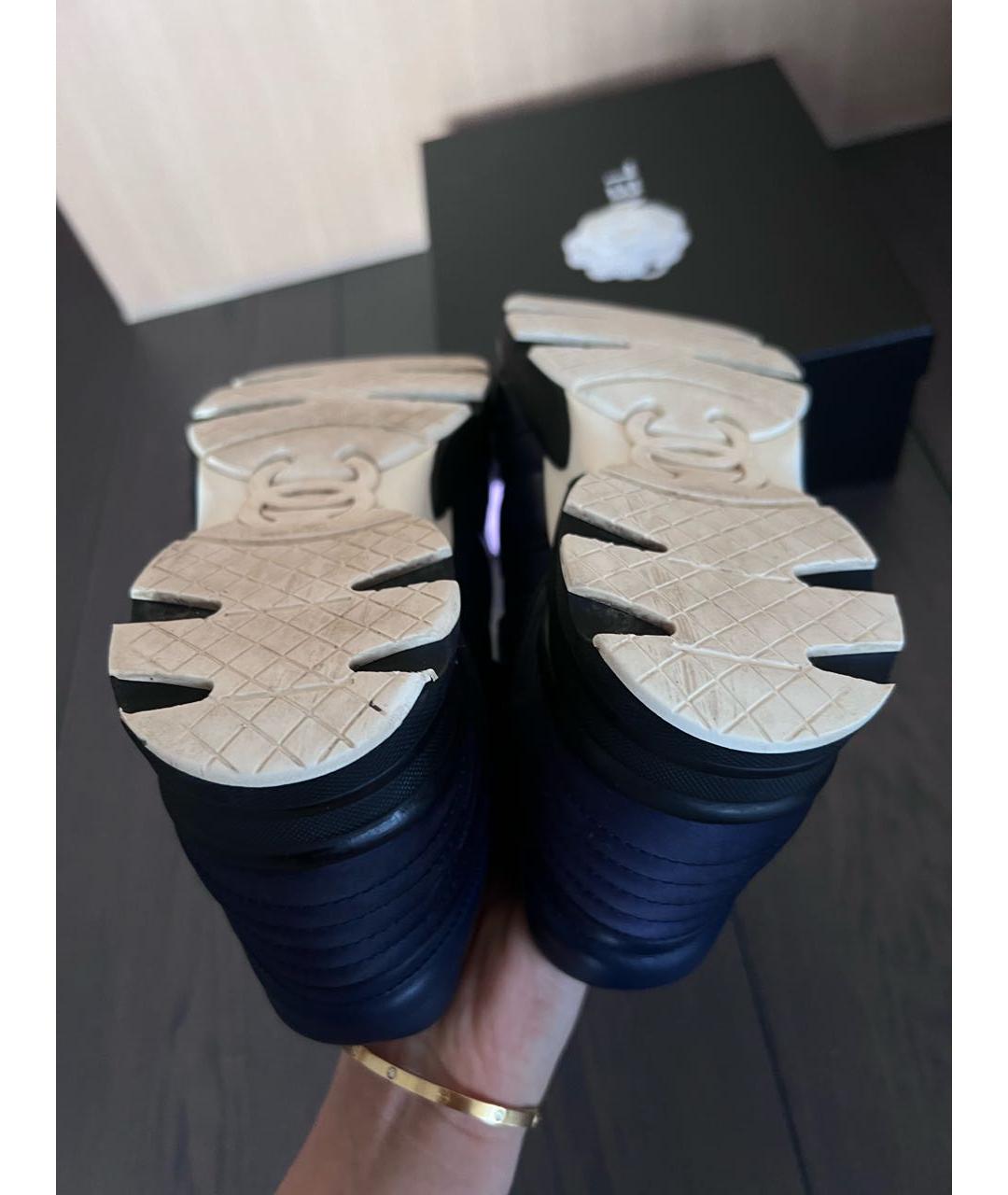 CHANEL Темно-синие кожаные кроссовки, фото 8