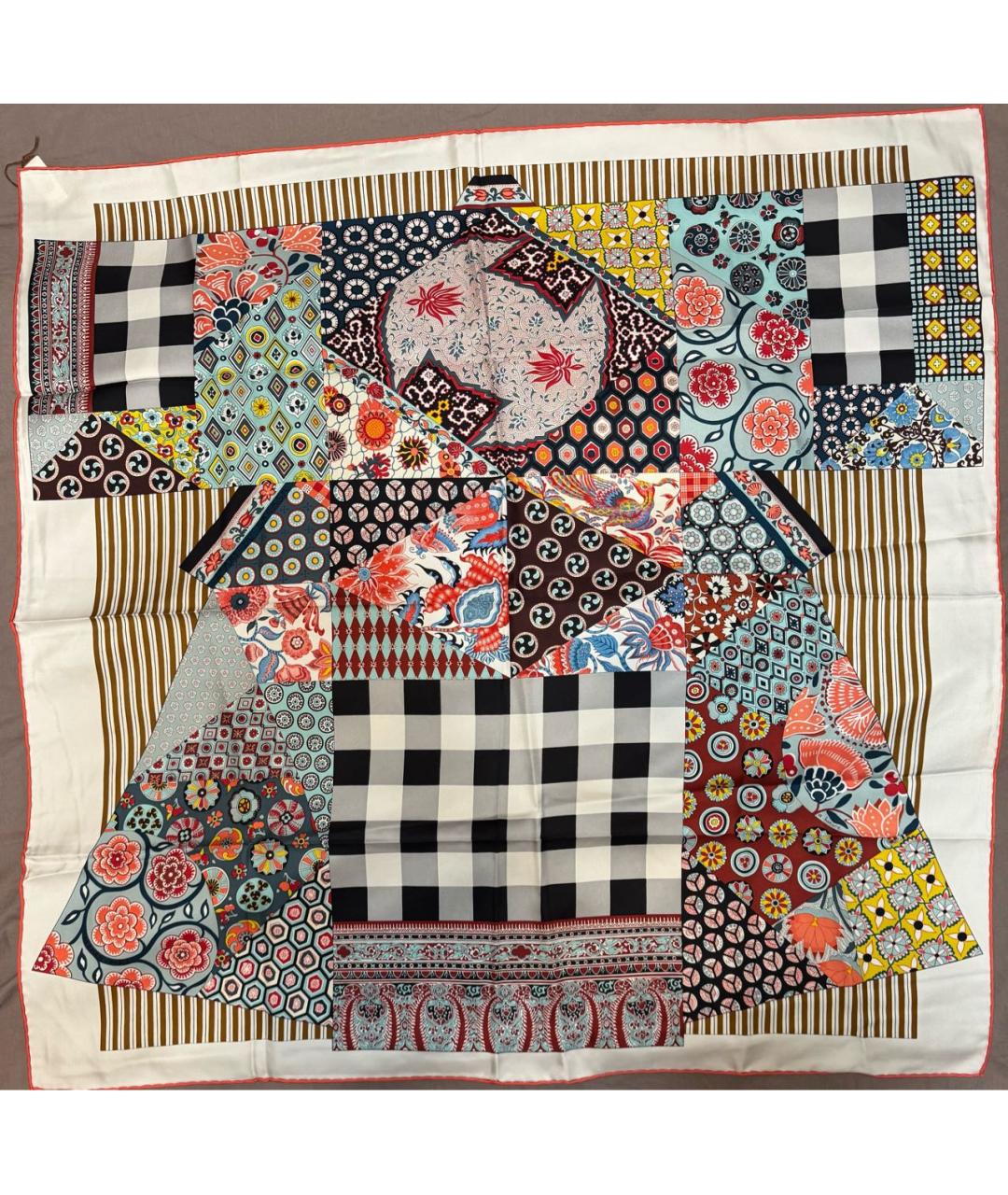 HERMES Мульти шелковый платок, фото 5