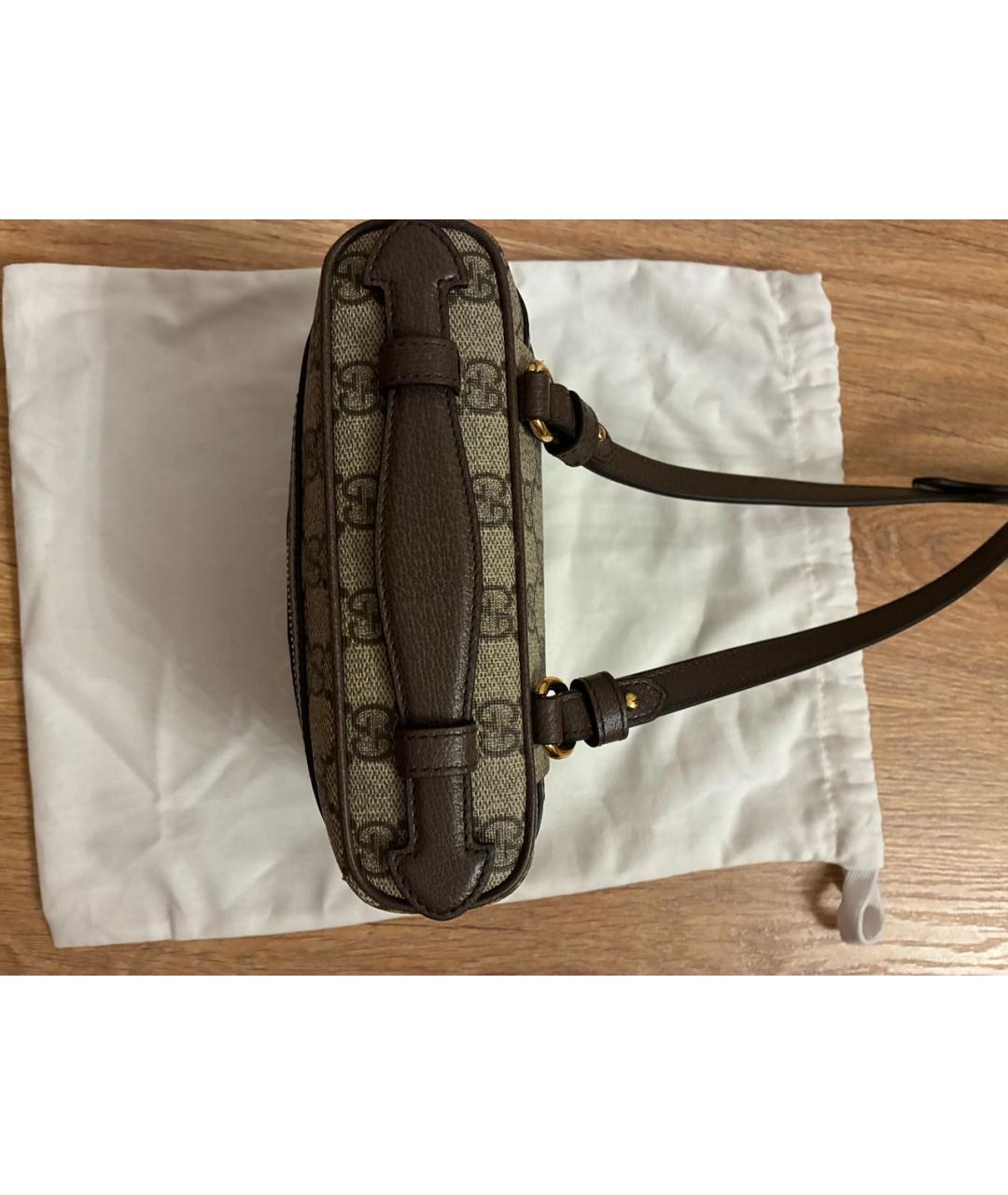 GUCCI Коричневая кожаная сумка через плечо, фото 6