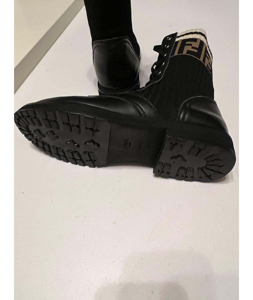 FENDI Черные кожаные ботинки, фото 6