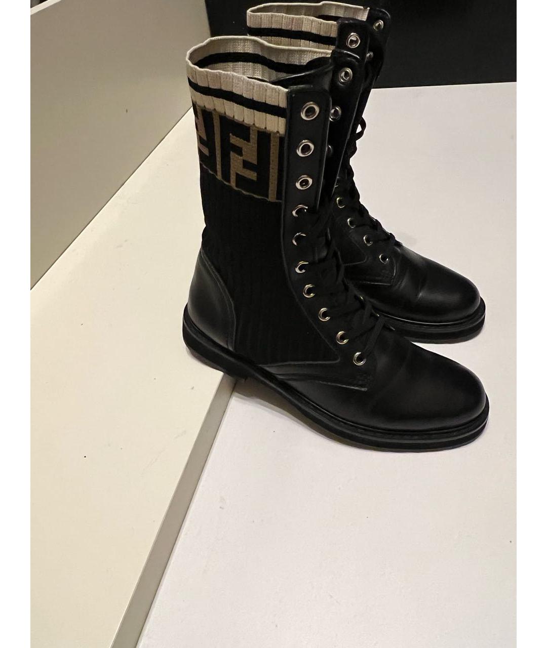 FENDI Черные кожаные ботинки, фото 7