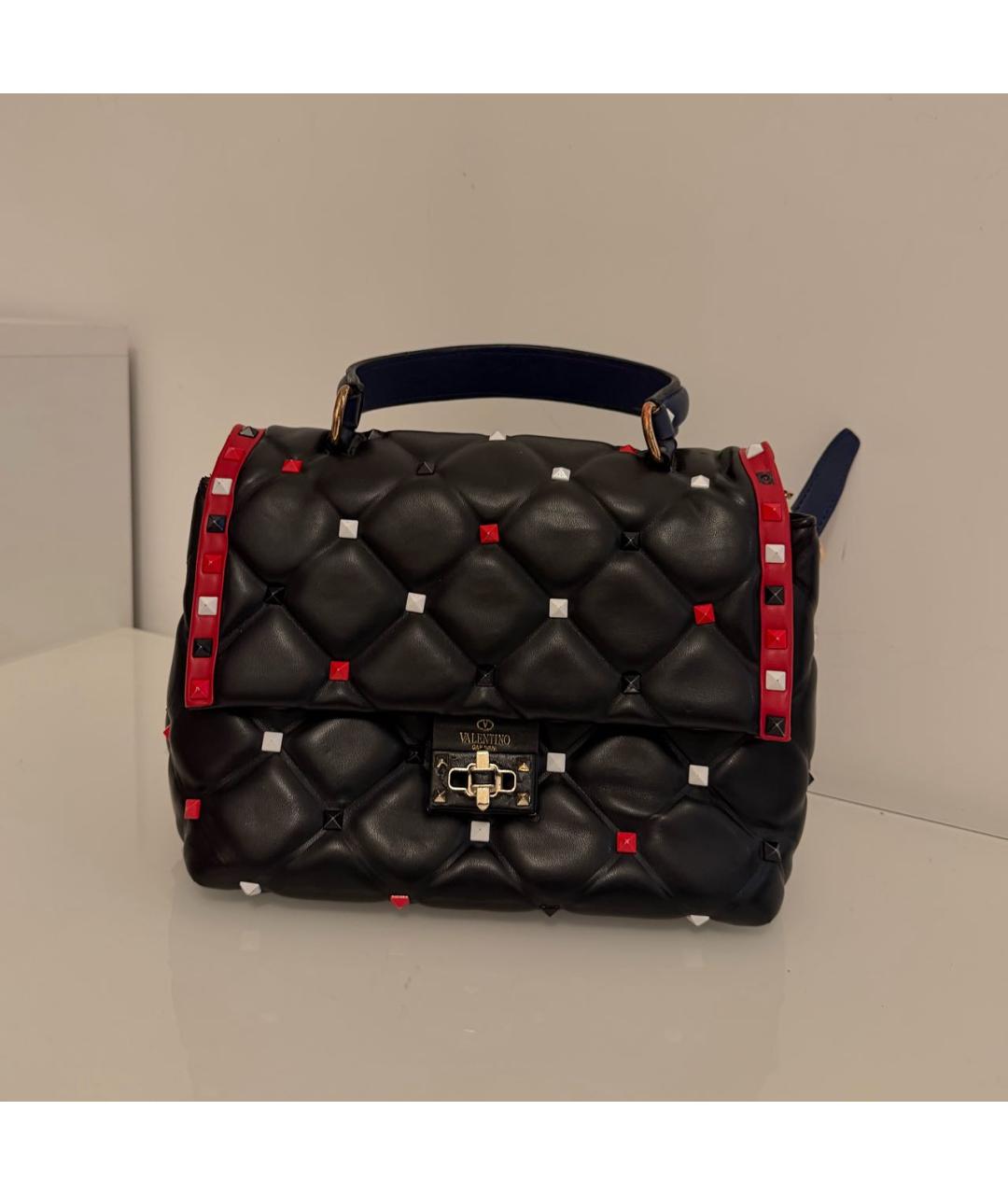 VALENTINO Черная кожаная сумка с короткими ручками, фото 5