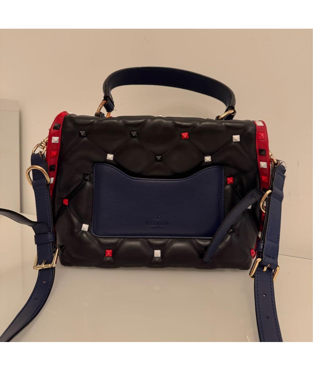 VALENTINO Черная кожаная сумка с короткими ручками, фото 2