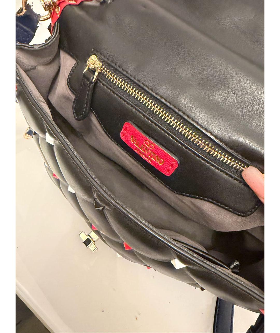 VALENTINO Черная кожаная сумка с короткими ручками, фото 3