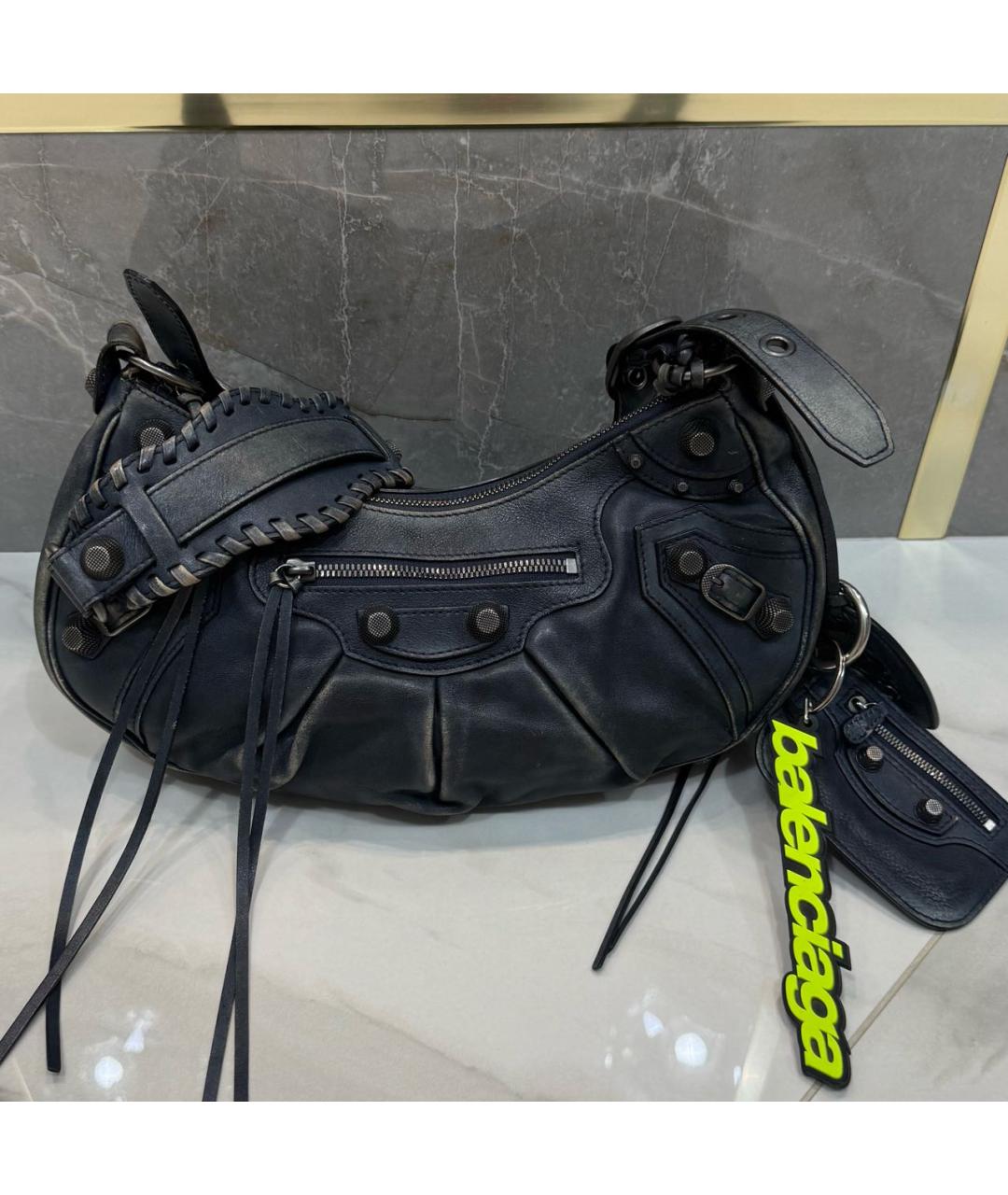 BALENCIAGA Синяя кожаная сумка через плечо, фото 2